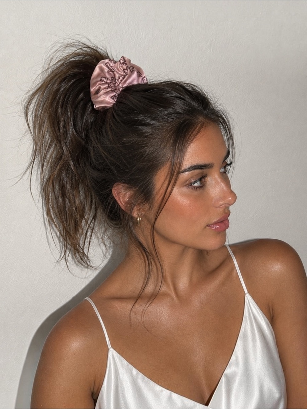 Fendi Upcycled Pink Scrunchie Hair Accessory